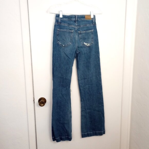 Paige Leenah Rock-On Destructed Wide Leg Jeans - Picture 7 of 8